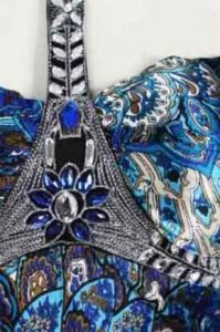 Rich blue dress embroidered with jewel