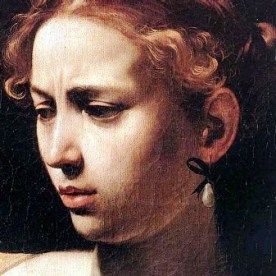 Caravaggio, Judith and Holofernes, detail of Judith's head