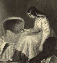 The Empty Cradle, Victorian-era etching