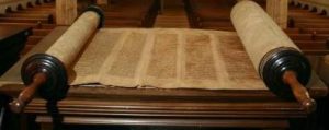 Torah scrolls in a synagogue
