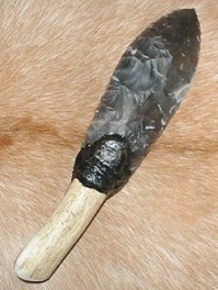Flint knife, bone handle