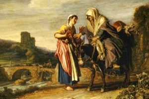 Ruth and Naomi in Bible Paintings: Naomi urges Ruth to go back to her own people, artist unknown