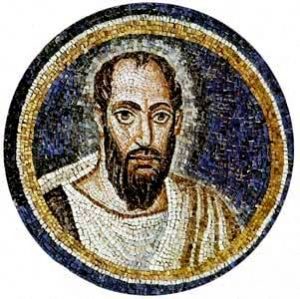 Circular mosaic showing St Paul