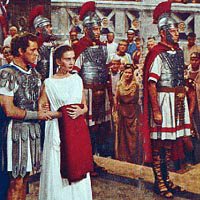 Marcellus and Diana confront Caligula in 'The Robe'