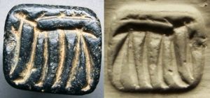 Ancient stone seal, with the impression in clay