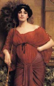 Dark-haired woman in Roman times, painting