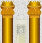 Two gold covered columns stood at the entrance to the Temple of Solomon