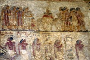 A group of travelling merchants, probably Hebrews, from an Egyptian tomb at Beni-Hassan
