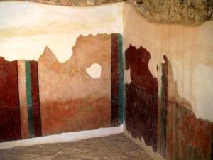 Painted murals in the bathhouse, Masada