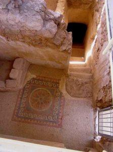 Patterned mosaic floor, stairwell, Masada