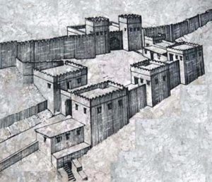 Drawing of the gates of Megiddo as they would have been in biblical times