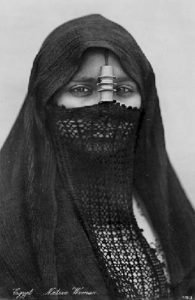 Photograph of a veiled Middle Eastern woman