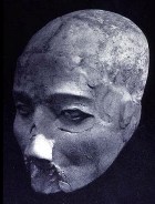 One of the clay-covered skulls excavated at Jericho