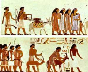 This Egyptian mural from the tombs at Beni-hasan may show