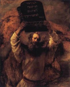 Moses smashing the Tablets of the Law, Rembrandt van Rijn