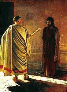 Pilate asks Jesus 'What is truth?' Painting by the Russian artist Nicholas Ge (Gai)