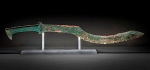 Canaanite sickle sword. This is the type of sword Eglon's guards would have expected Ehud to carry.