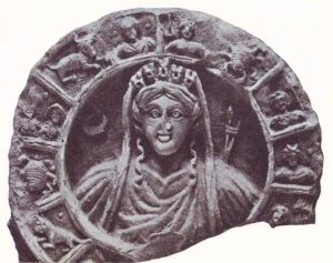 The relief of Tyche, surrounded by the Zodiac panel, from the Nabatean Khirbet-al-Tannur, 1st century