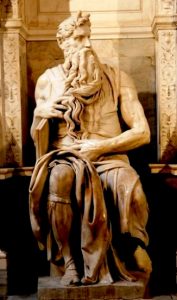 Moses, marble statue by Michelangelo in San Pietro in Vinculi. 