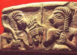 The Stele of Vultures. See the object held in the right hand of the warrior
